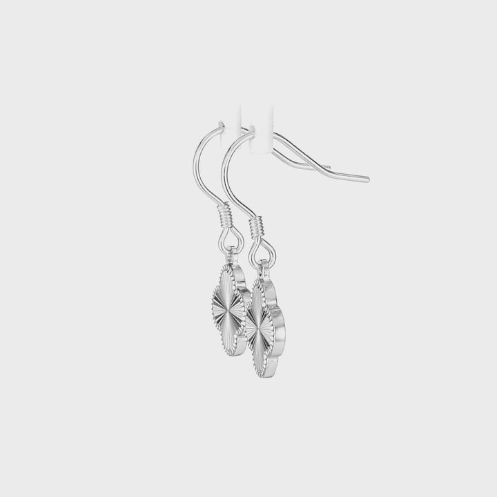 White Rhodium Plated CLOVER Earring in 925 Sterling Silver