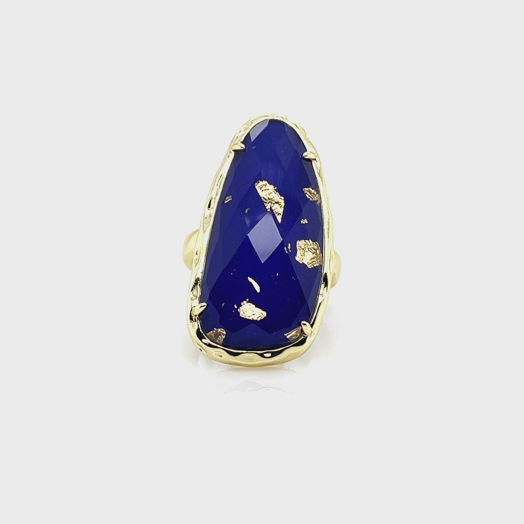 17.92 Cts Lapis Lazuli Statement Ring in Brass