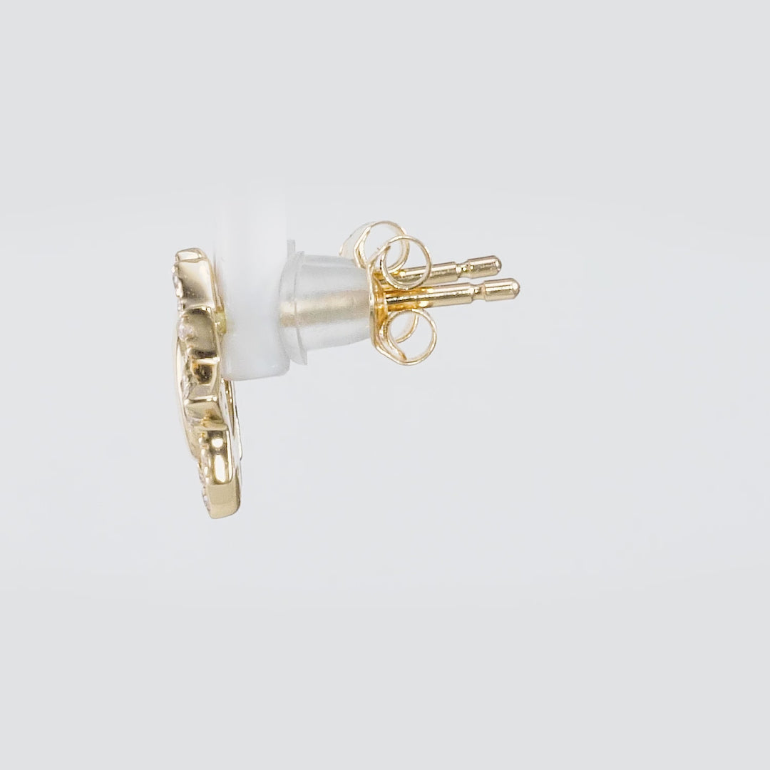 0.13 Cts White Diamond SUN Earring in 14K Yellow Gold