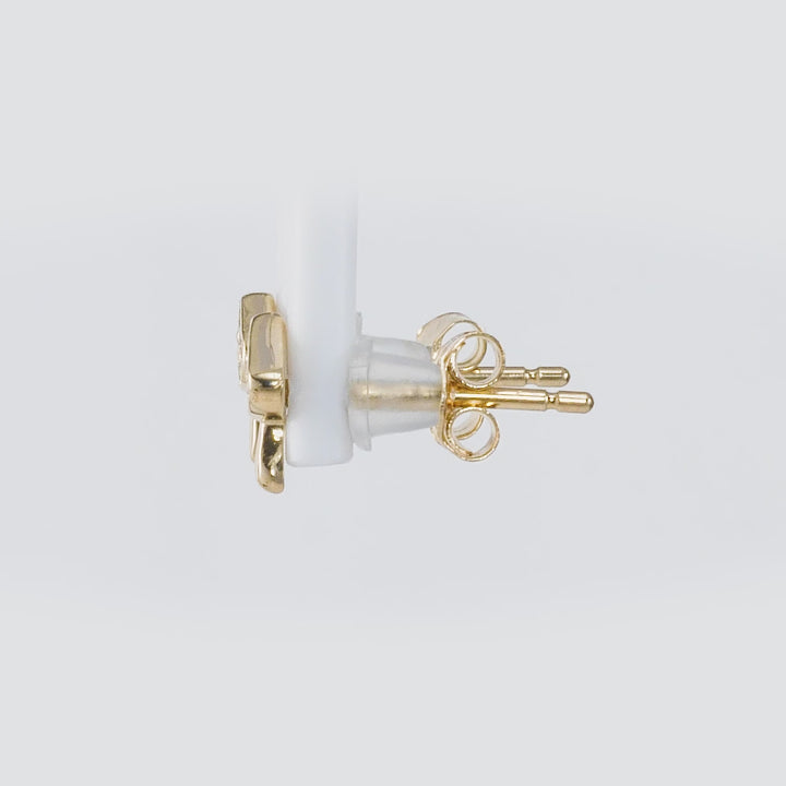 0.08 Cts White Diamond MUSHROOM Earring in 14K Yellow Gold