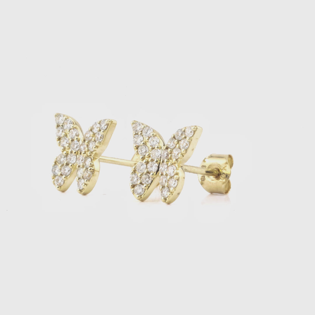 0.43 Cts White Diamond Earring in 14K Yellow Gold