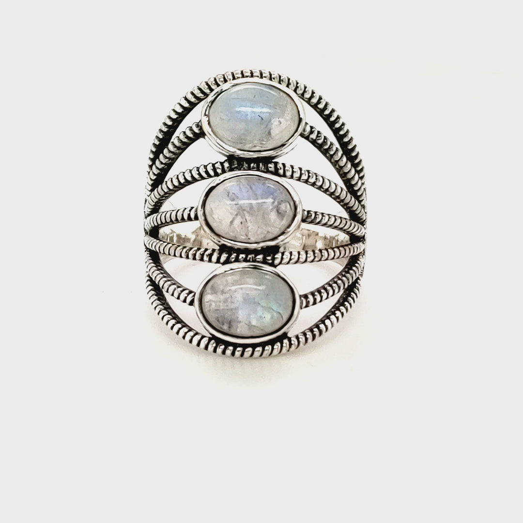 4.59 Cts Rainbow Moonstone Ring in 925