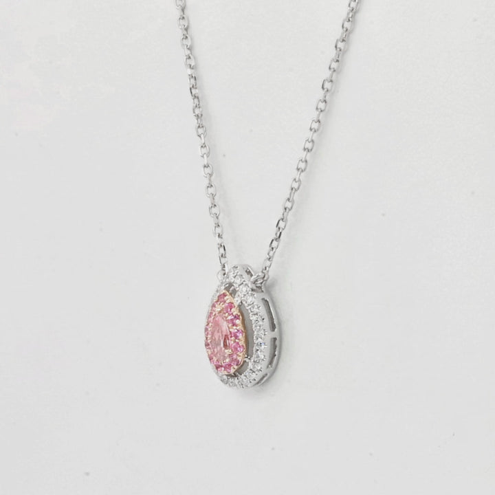 0.18 Cts Pink Diamond and White Diamond Necklace in 18K Two Tone