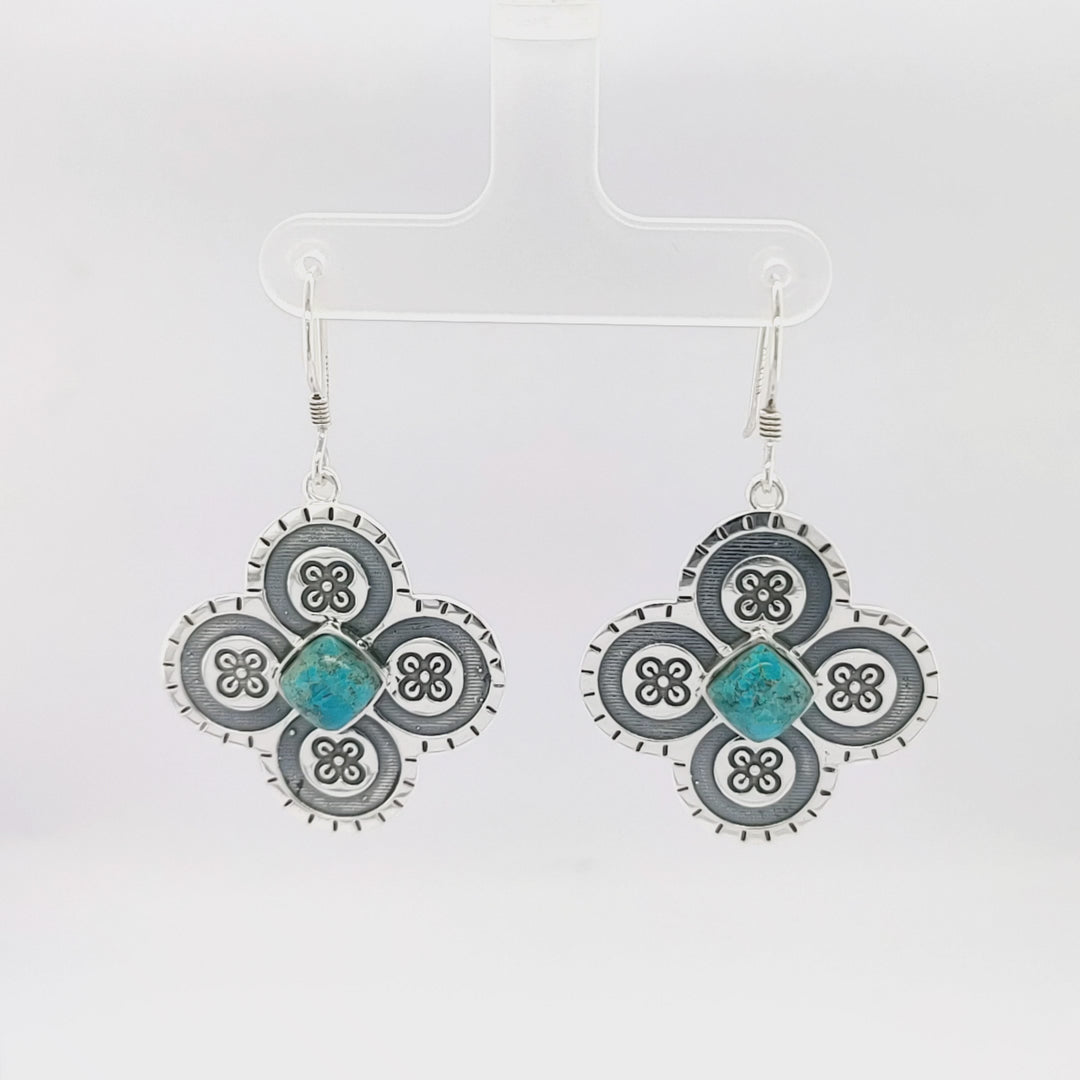 3.76 Cts Turquoise Earring in 925