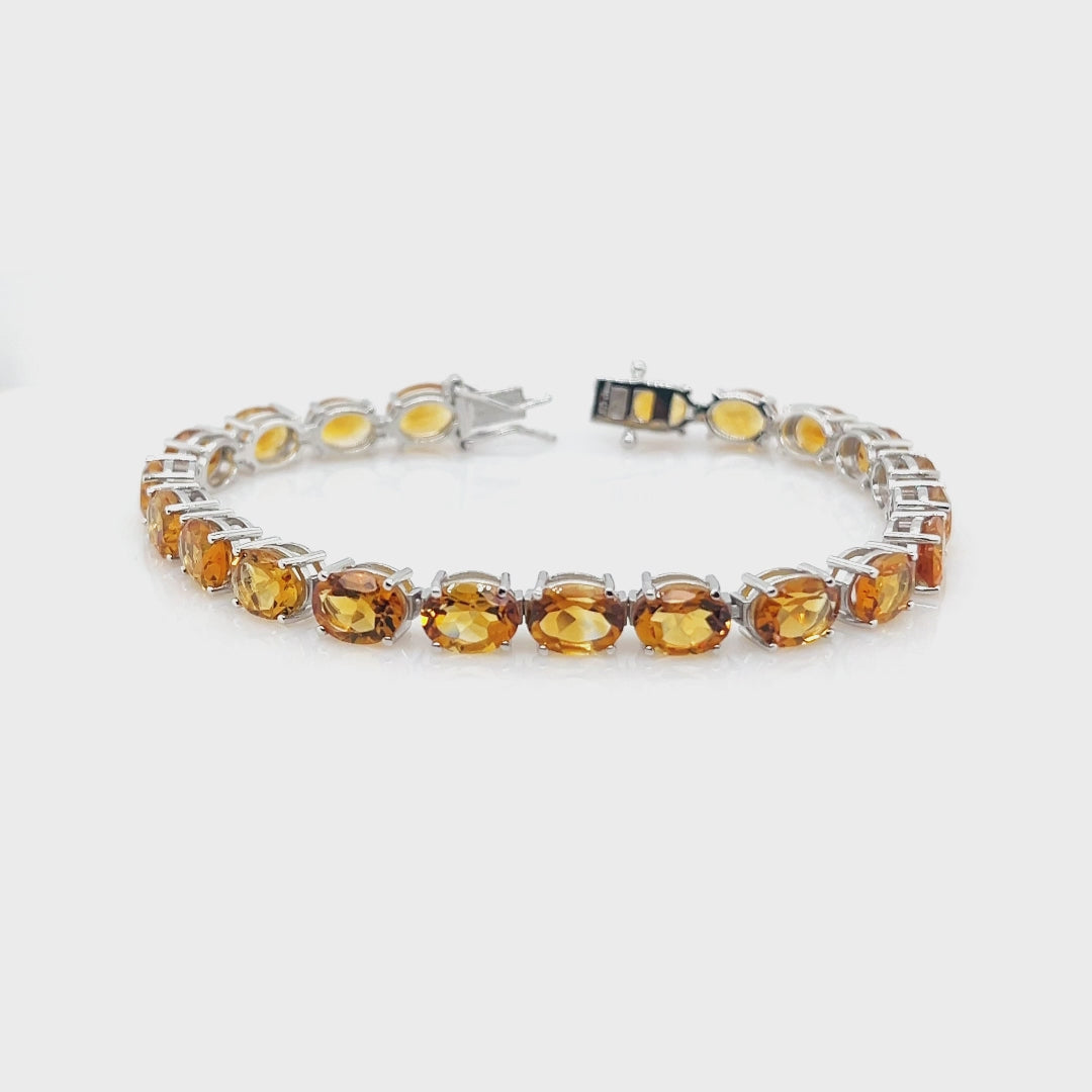 24.86 Cts Citrine Tennis Bracelet in 925 Sterling Silver