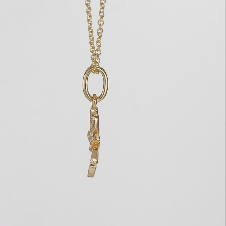 0.08 Cts White Diamond BUTTERFLY Pendant in 14K Yellow Gold