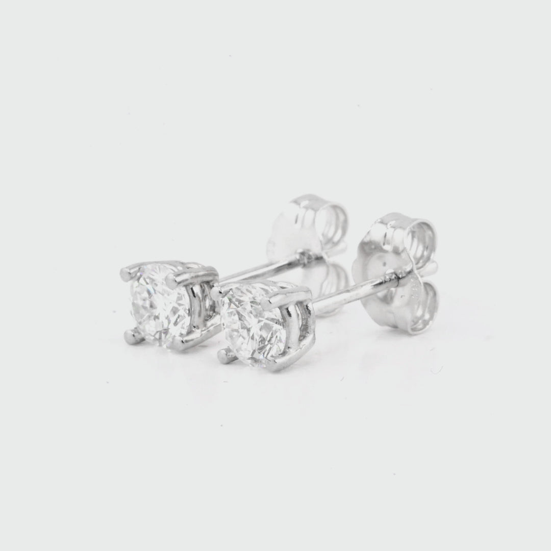 Lab Grown White Diamond Earring in 14K White Gold