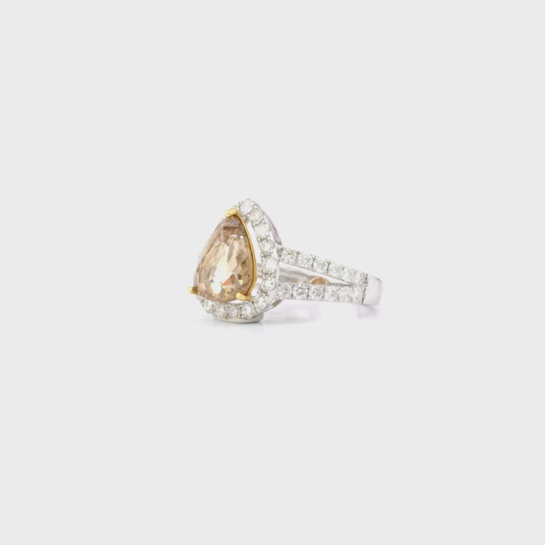 2.79 Cts Brown Diamond and White Diamond Ring in 18K Two Tone