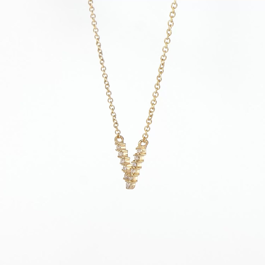 0.09 Cts White Diamond Necklace in 14K Yellow Gold