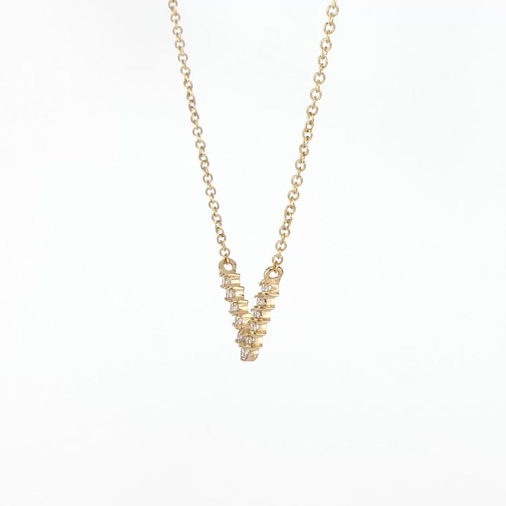 0.09 Cts White Diamond Necklace in 14K Yellow Gold