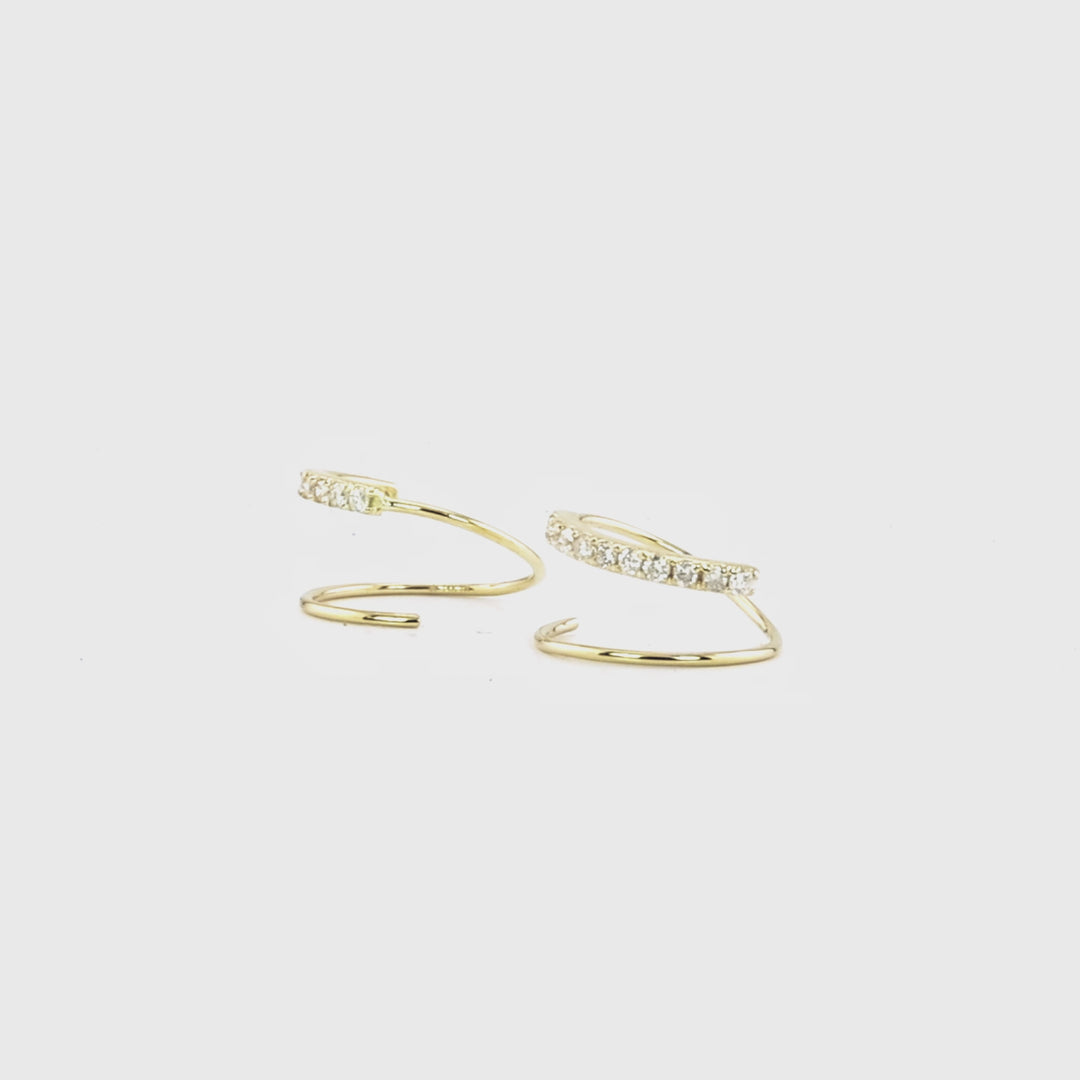 0.17 Cts White Diamond Swirl Earring in 14K Yellow Gold
