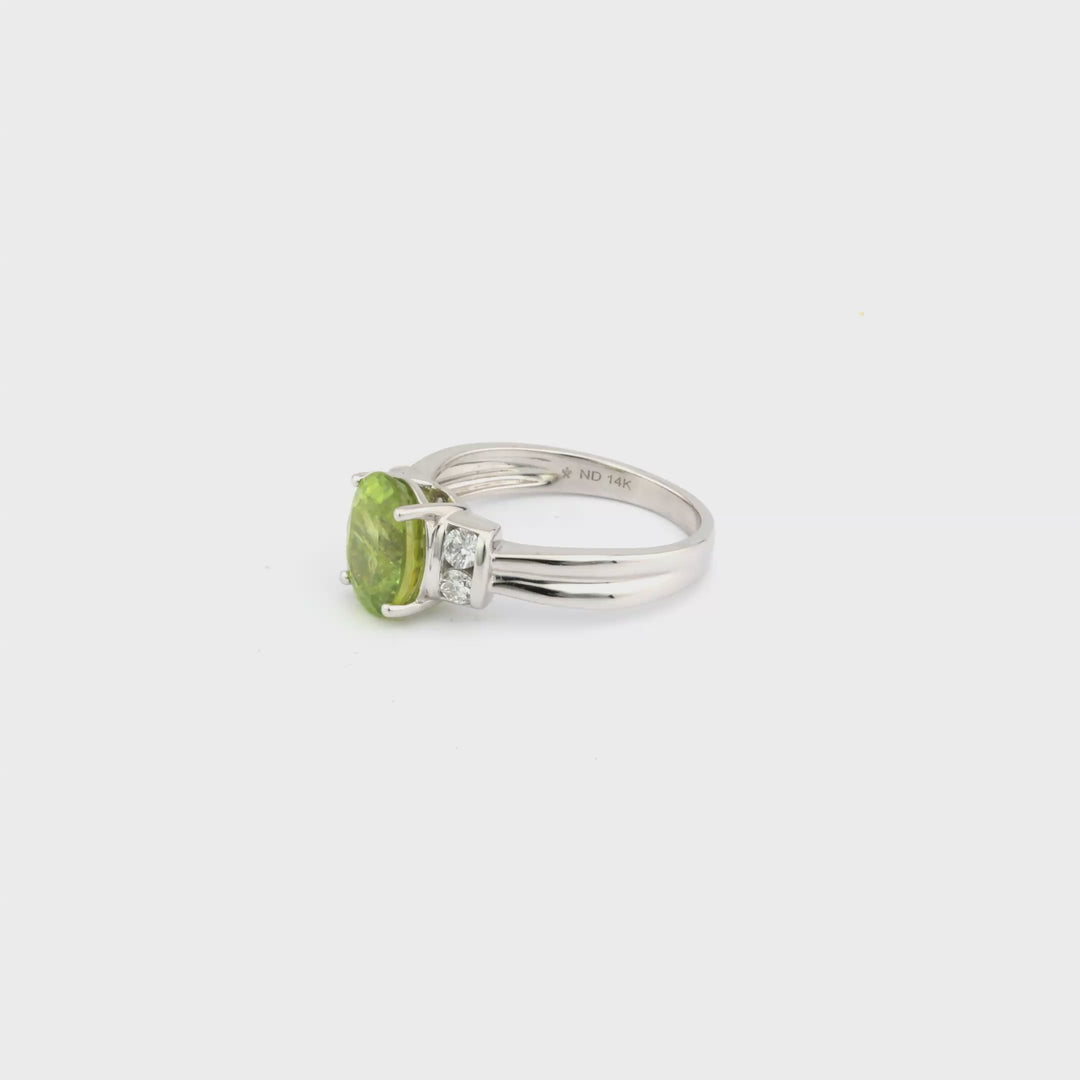 2.52 Cts Sphene and White Diamond Ring in 14K White Gold