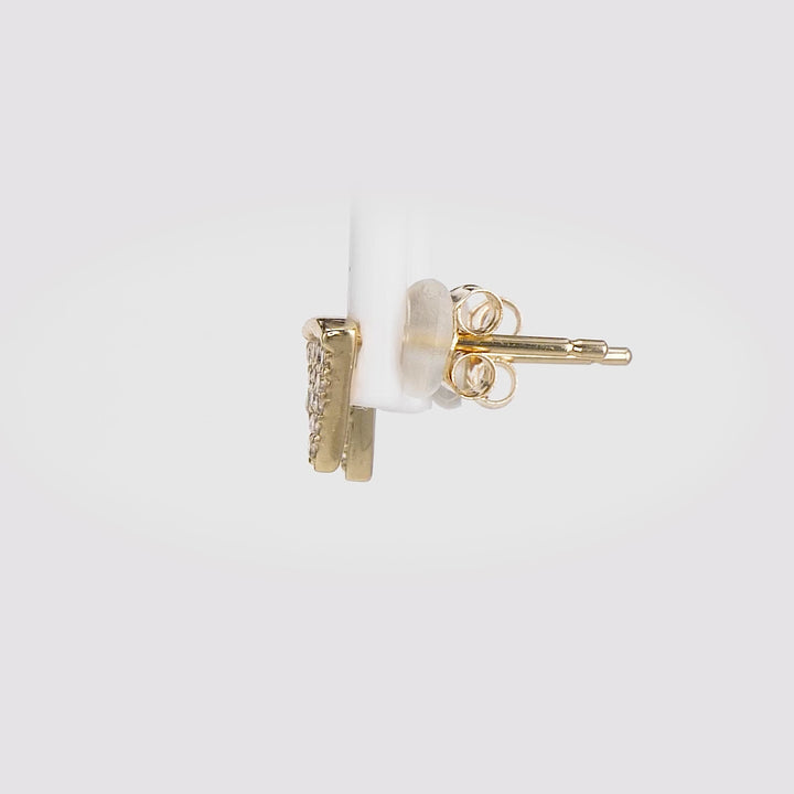0.11 Cts White Diamond PIZZA Earring in 14K Yellow Gold
