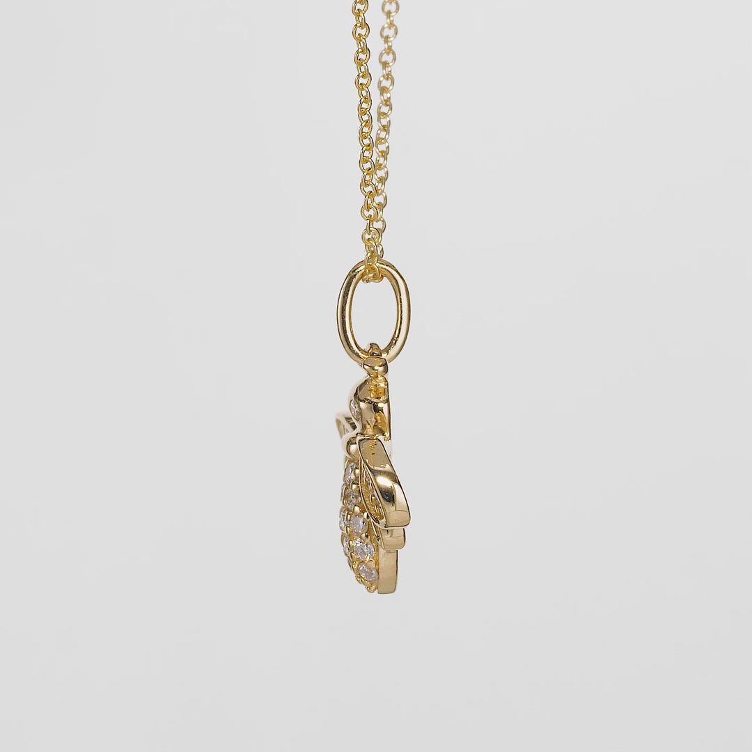 0.21 Cts White Diamond BEE Pendant in 14K Yellow Gold