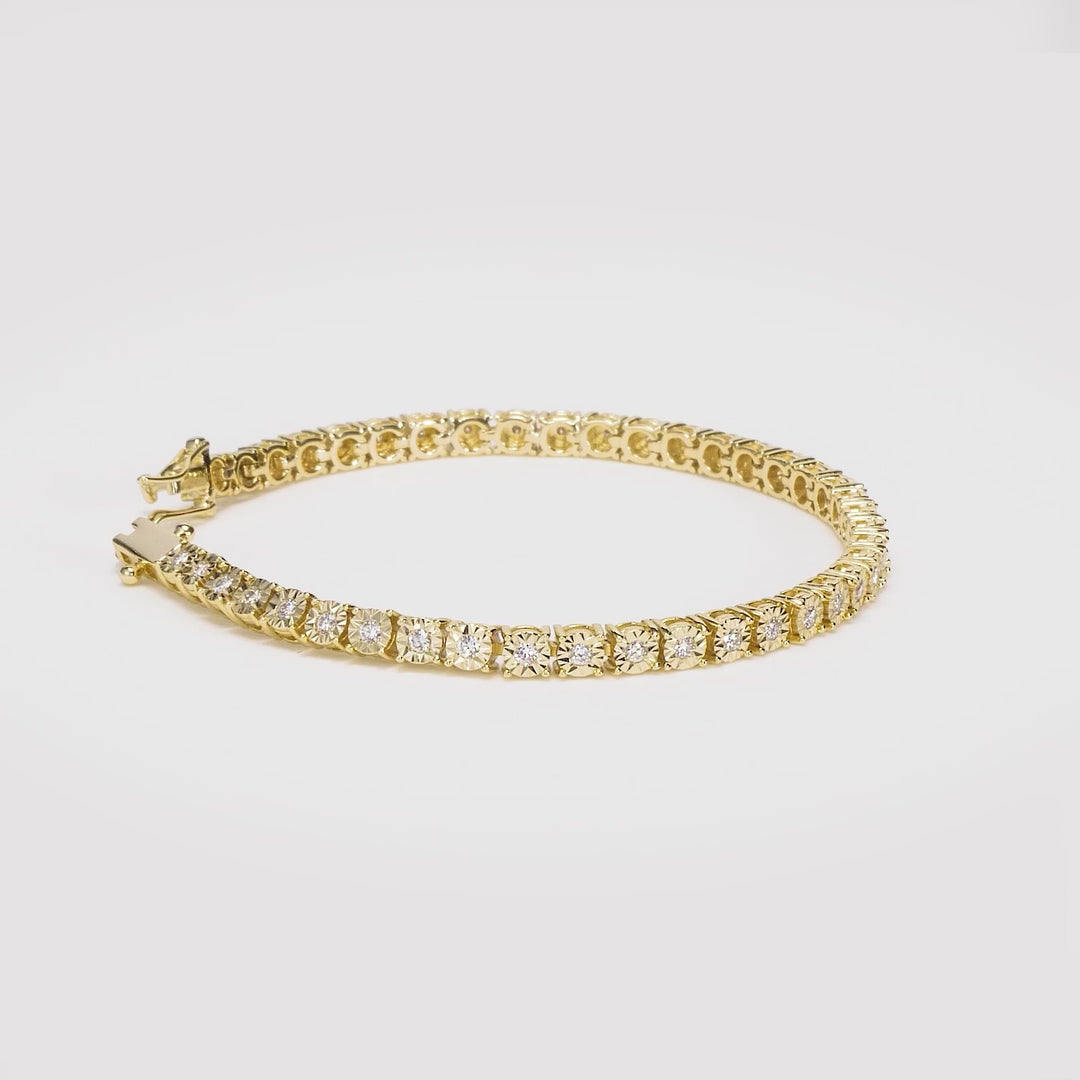 1.21 Cts Lab Grown Diamond Tennis Bracelet in 925 Yellow Gold Plated