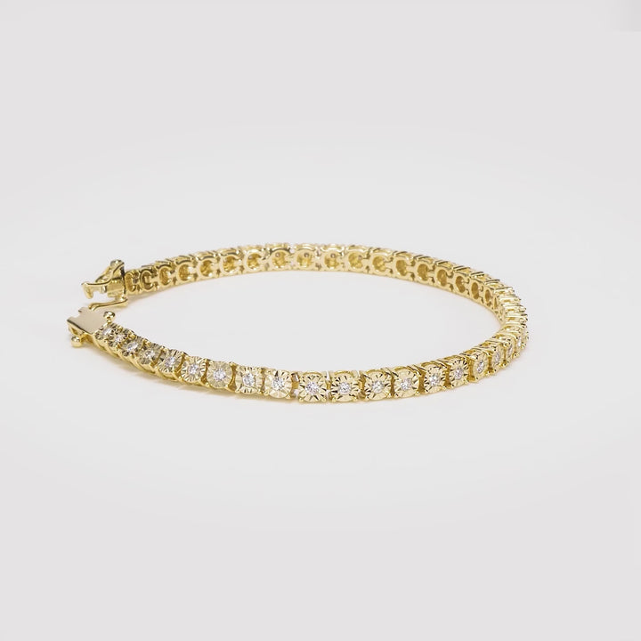 1.21 Cts Lab Grown Diamond Tennis Bracelet in 925 Yellow Gold Plated