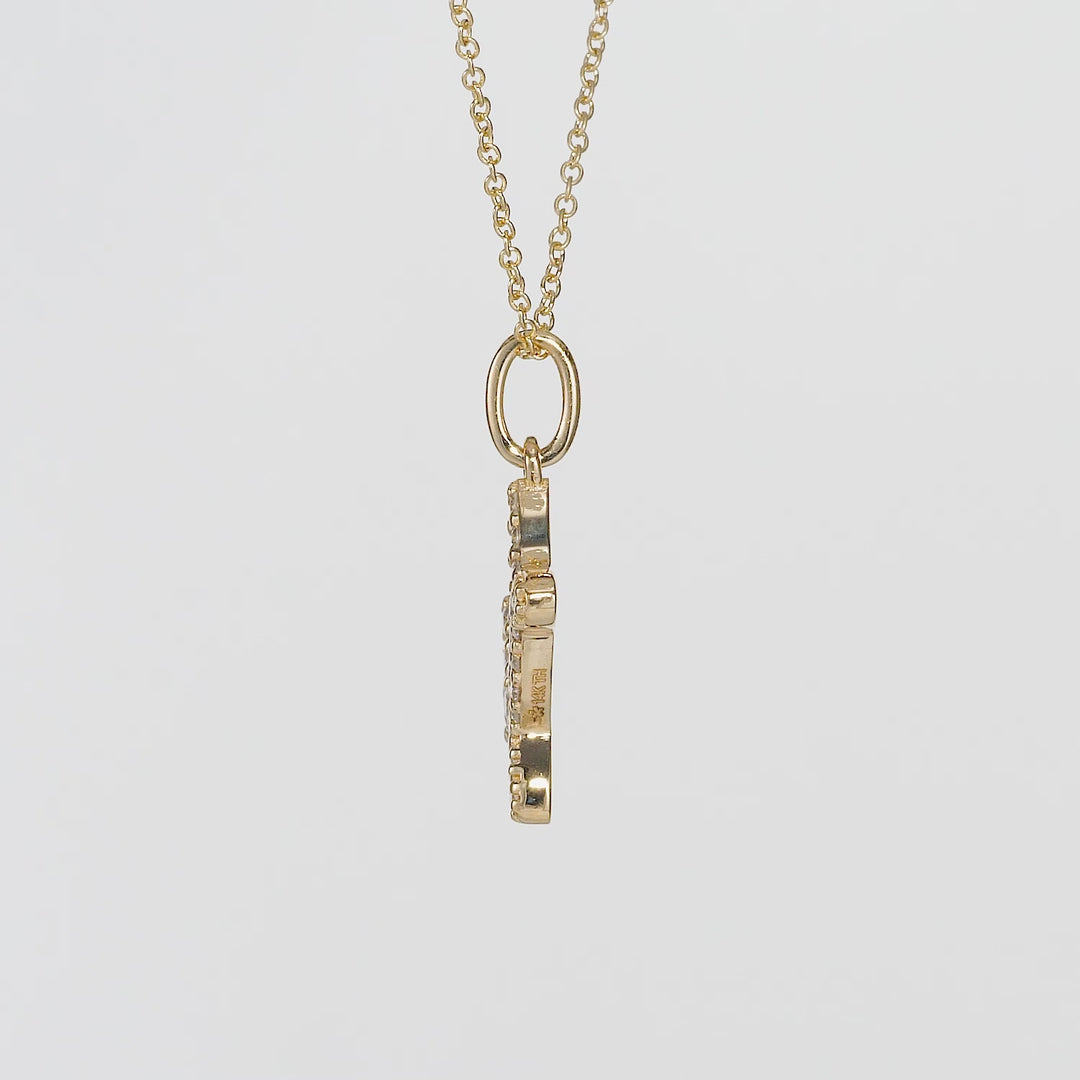 0.22 Cts White Diamond BALLOON DOG Pendant in 14K Yellow Gold