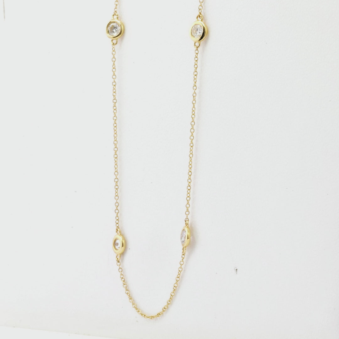 Zoey Blush White Diamond Station Necklace in 14K Yellow Gold