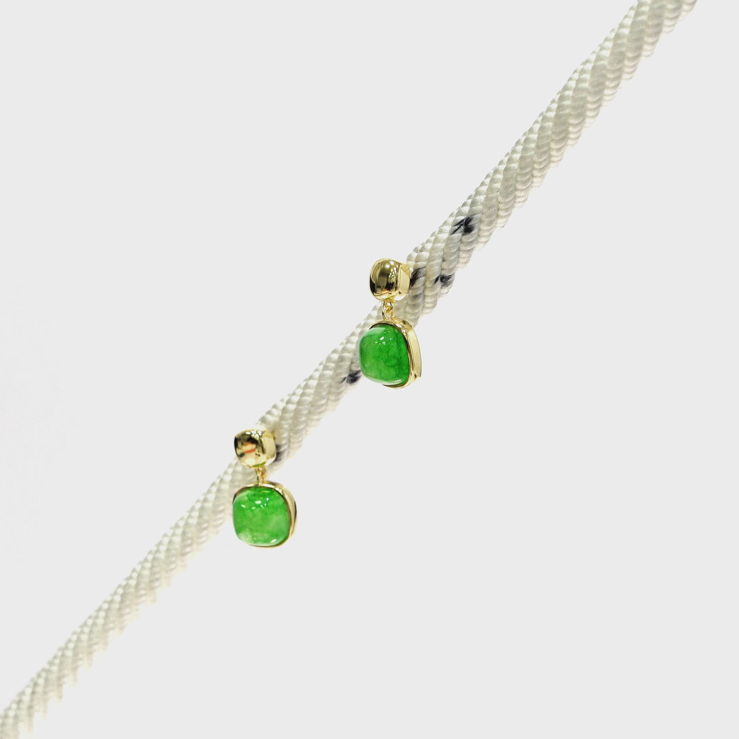 Green Beryl Earring in Brass