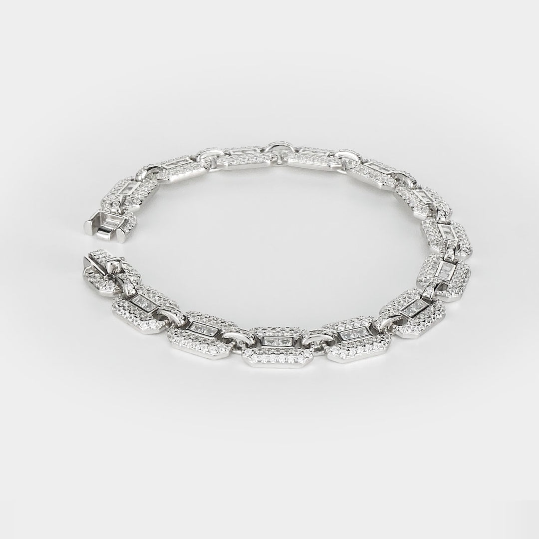 7.52 Cts CZ Bracelet in White Rhodium Plated 925 Sterling Silver