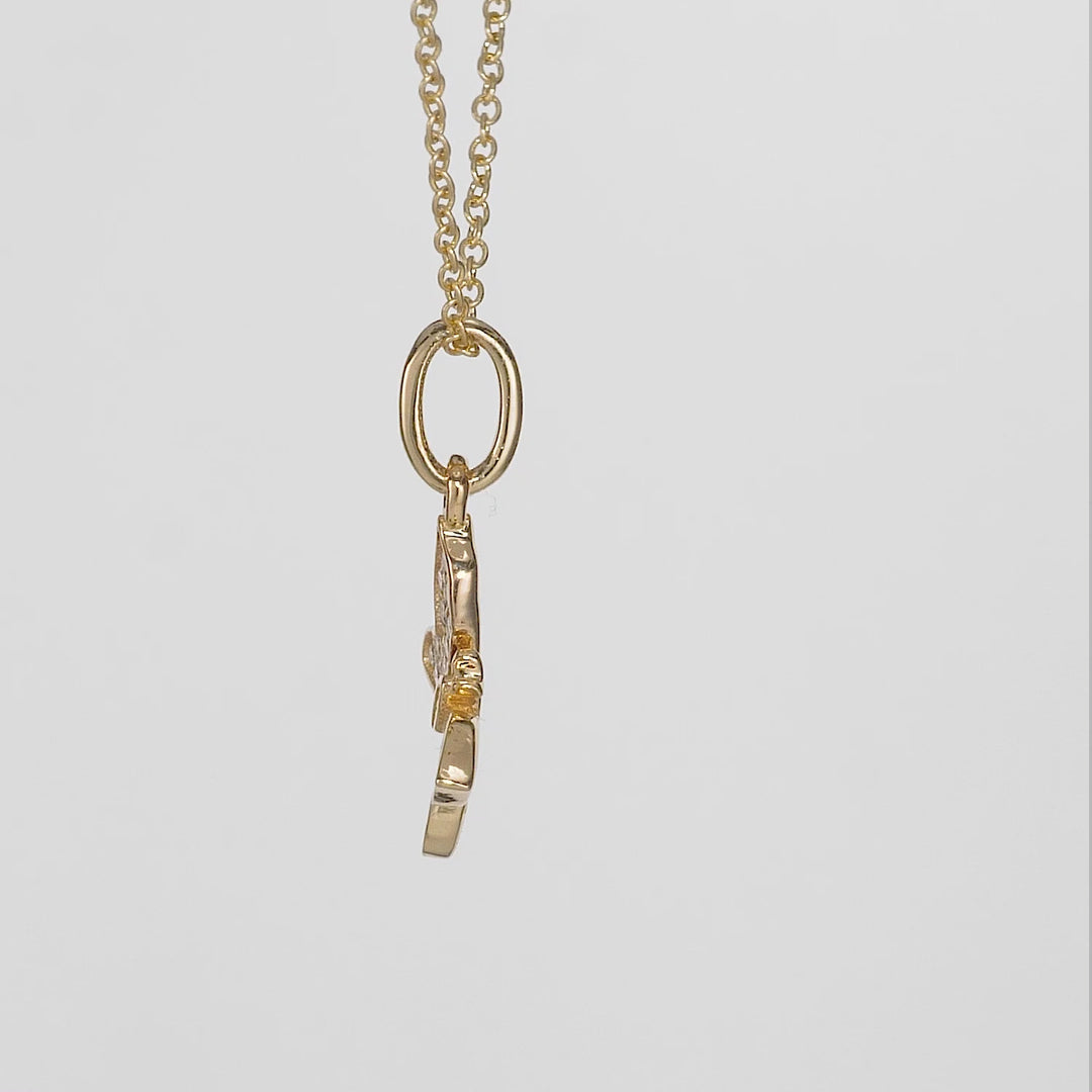 0.08 Cts White Diamond Pendant in 14K Yellow Gold