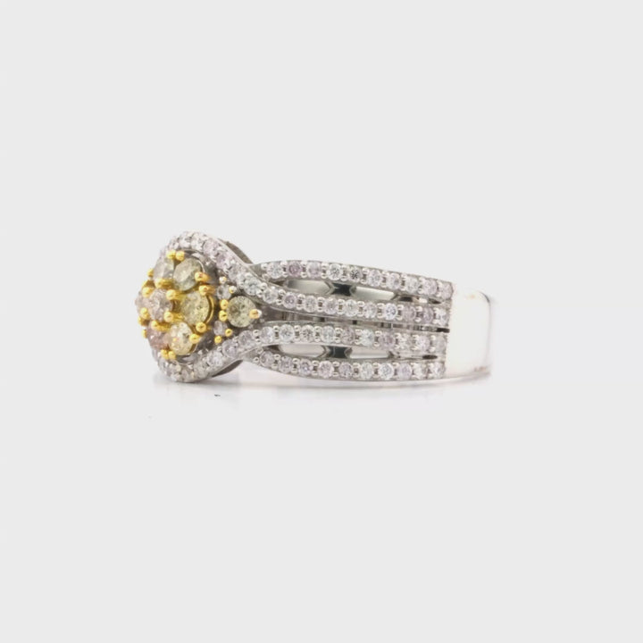 0.29 Cts Multi Color Diamond and White Diamond Ring in 14K Two Tone