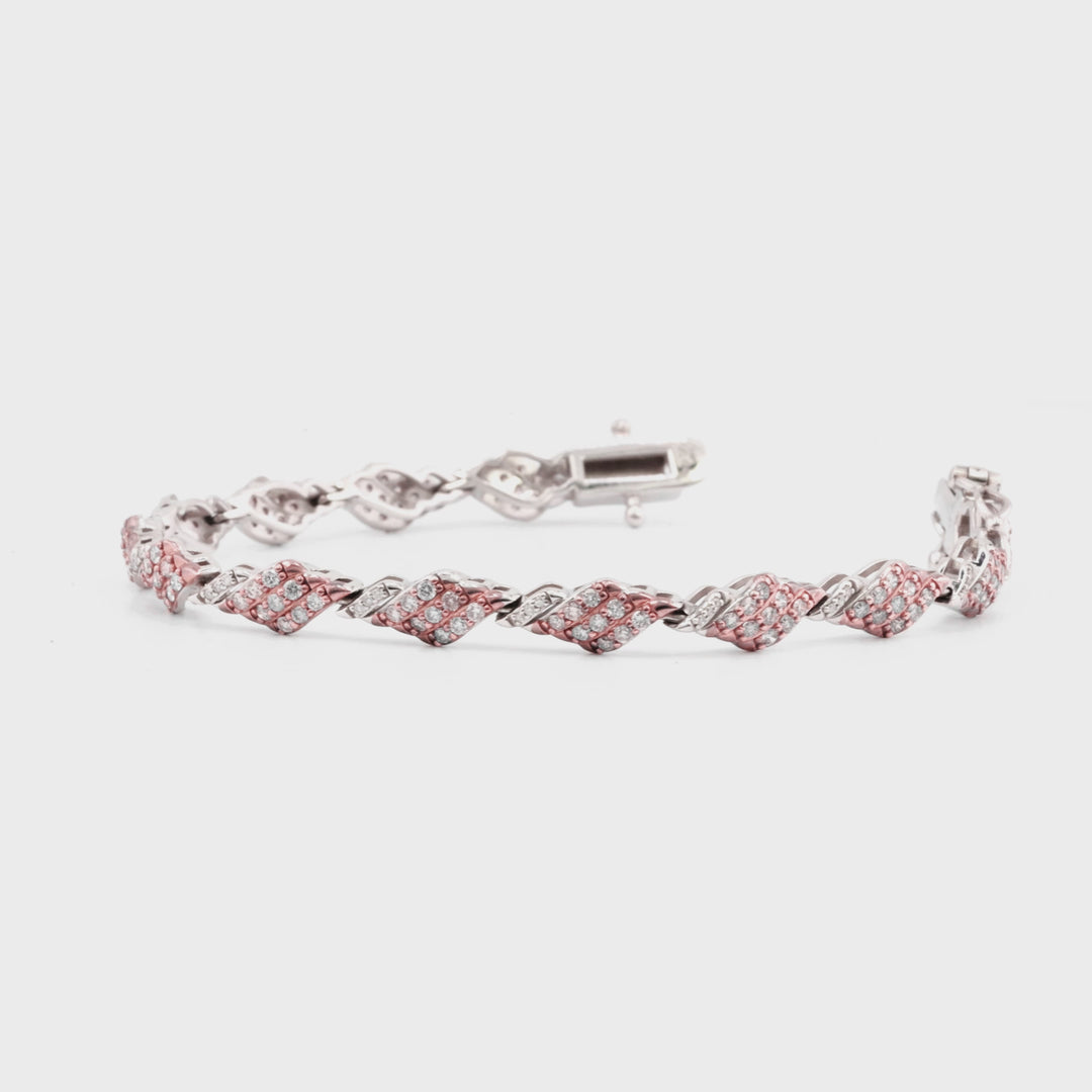 1.35 Cts Pink Diamond and White Diamond Bracelet in 14K Two Tone