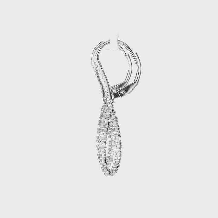 0.48 Cts White Diamond Dangle Earring in 14K White Gold