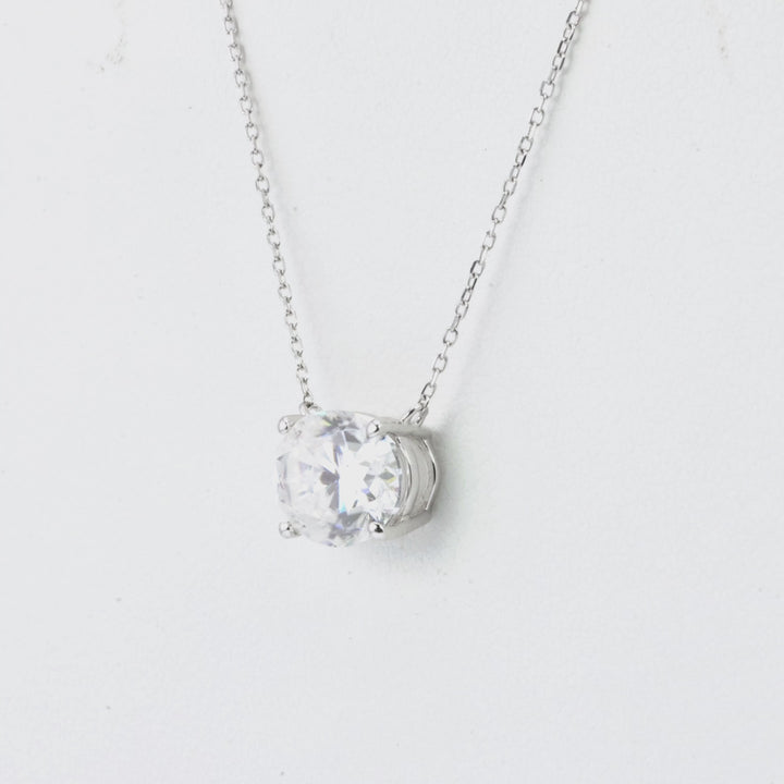 2.00 DEW Oval Shape White Moissanite Solitaire Necklace in 14K Gold