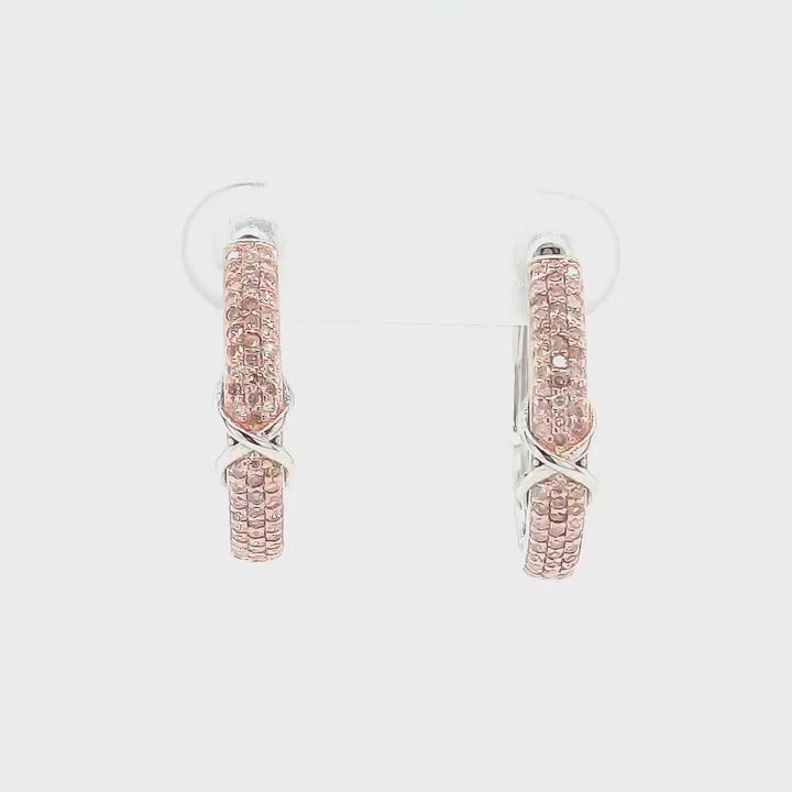 0.47 Cts Pink Diamond Hoop Earring in 925 Two Tone