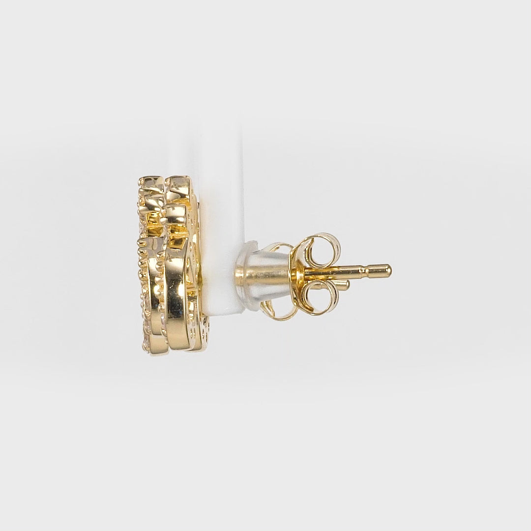 0.28 Cts White Diamond OM Earring in 14K Yellow Gold