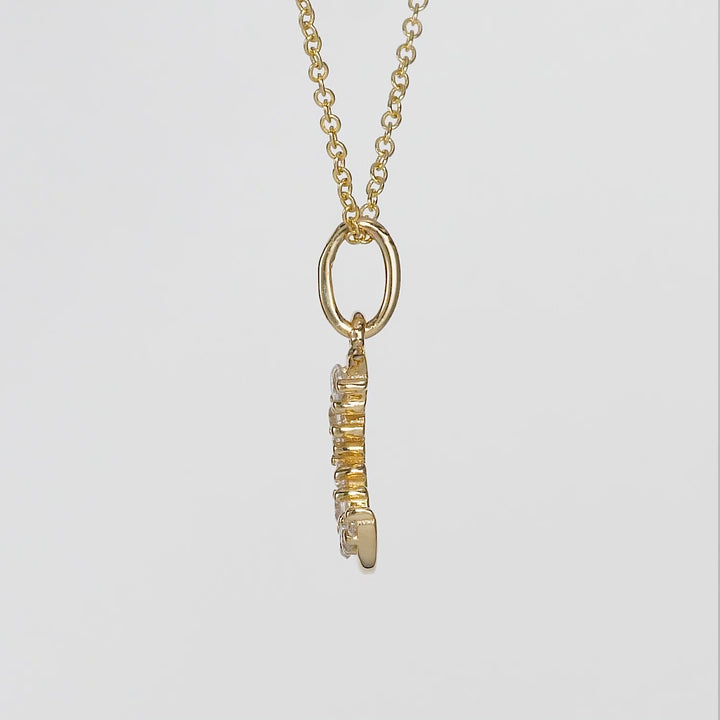 0.12 Cts White Diamond Pendant in 14K Yellow Gold