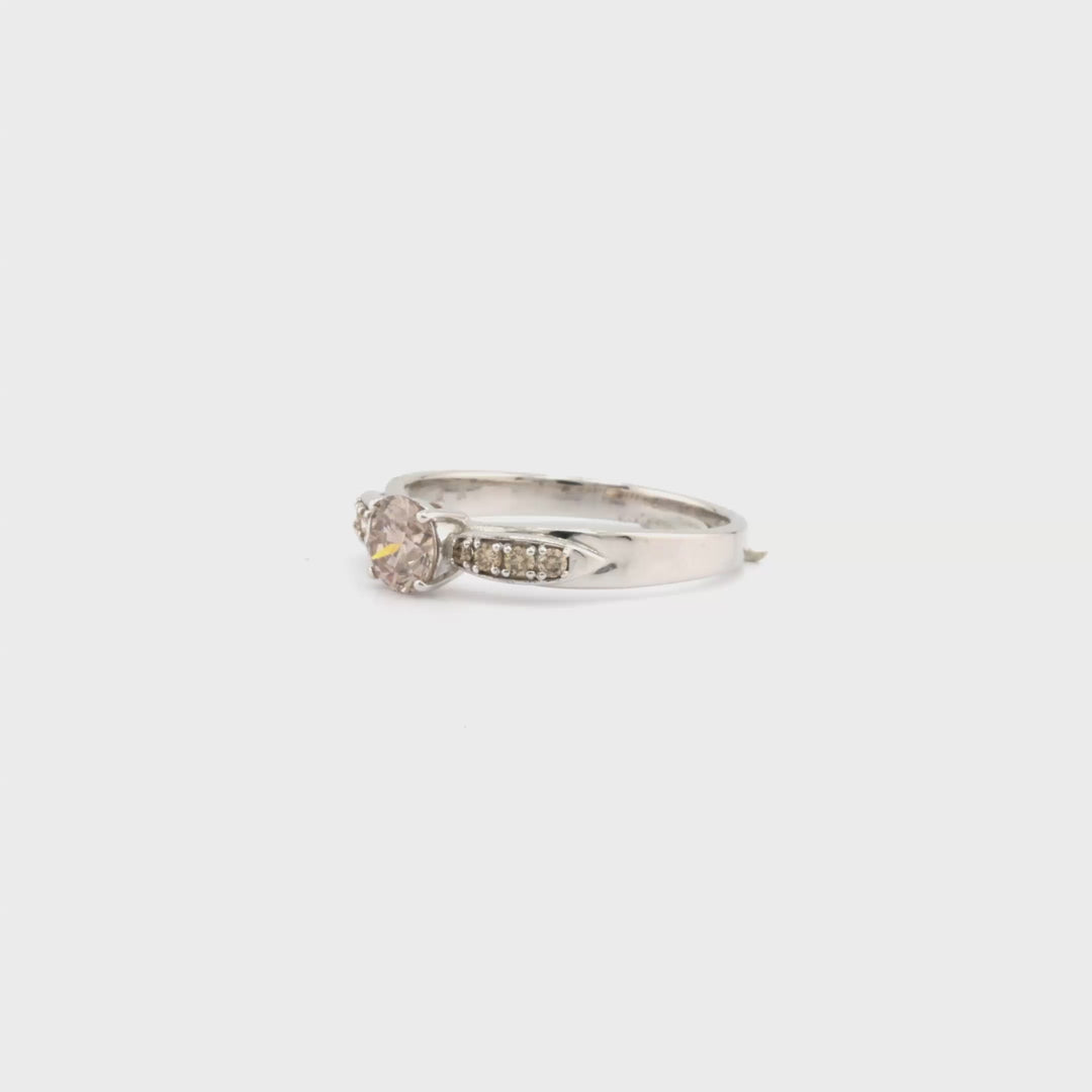 0.69 Cts Brown Diamond Ring in 14K White Gold
