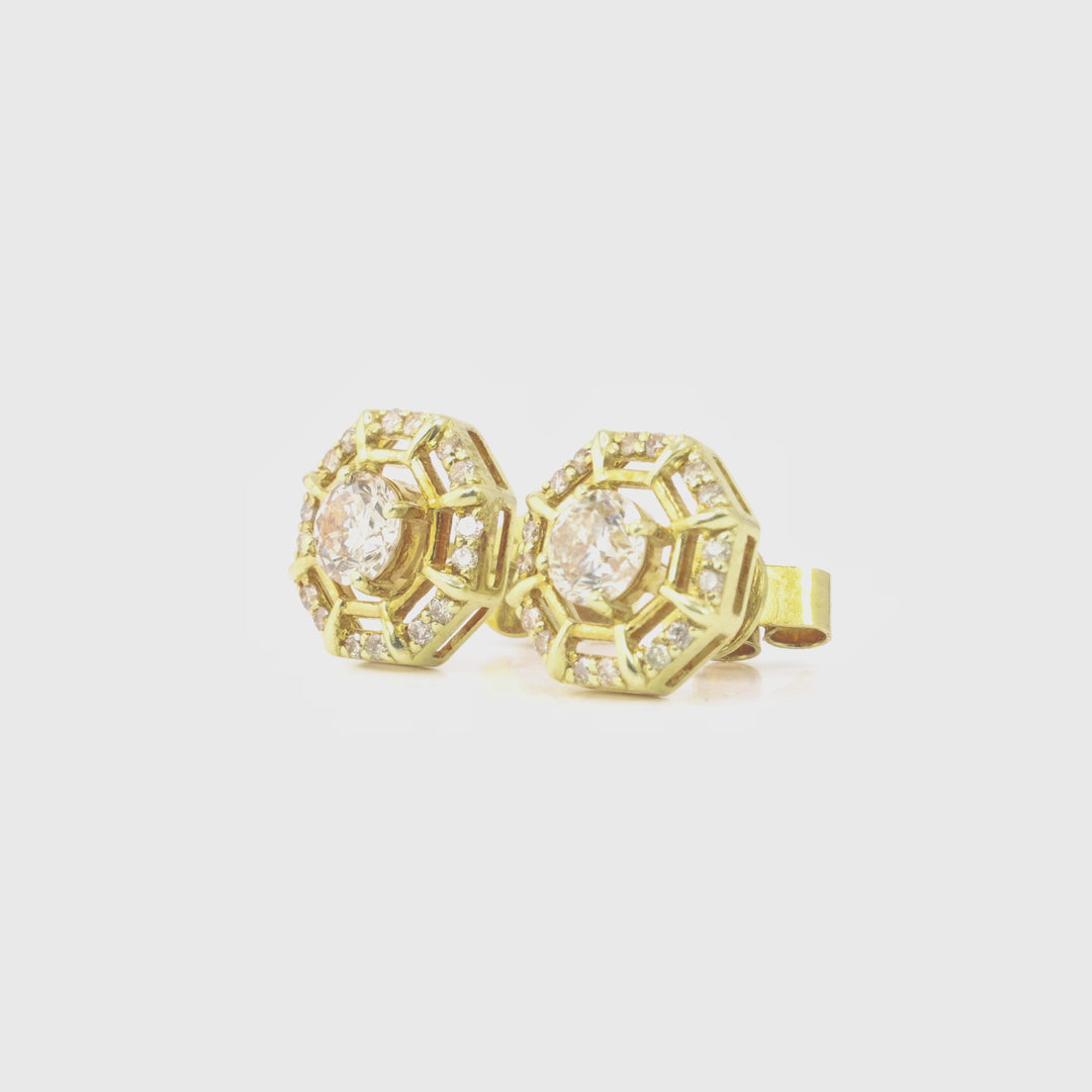 1.21 Cts Brown Diamond Earring in 14K Yellow Gold