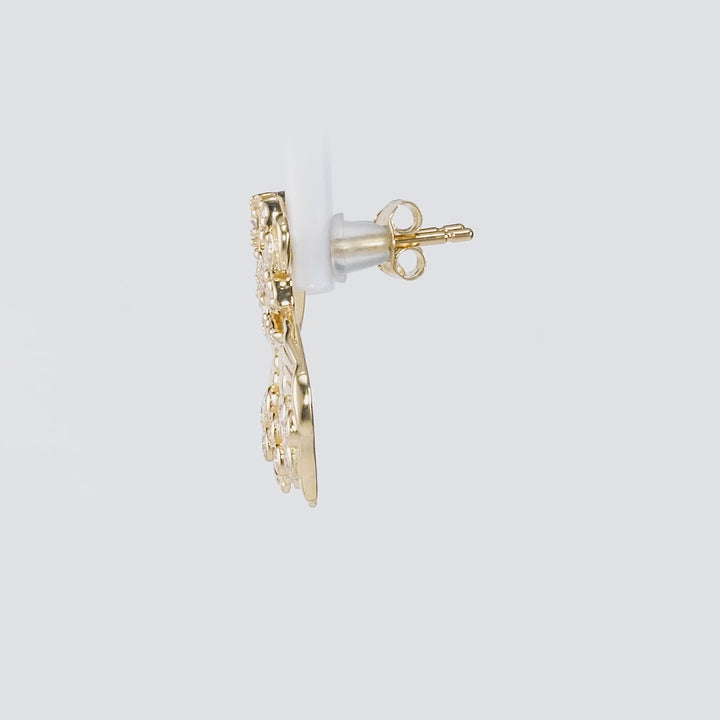0.47 Cts White Diamond ANCHOR SHELL Earring in 14K Yellow Gold