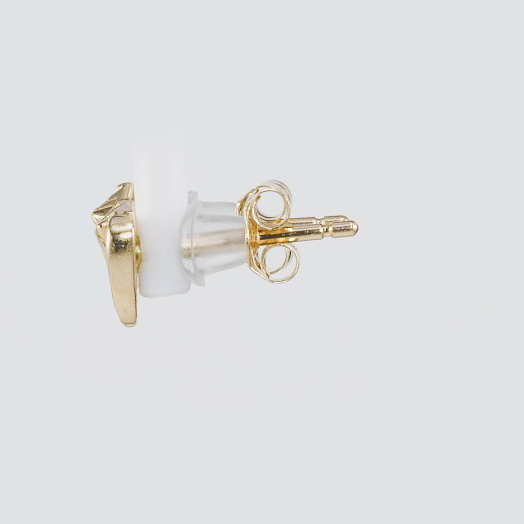 0.05 Cts White Diamond WHELK SHELL Earring in 14K Yellow Gold