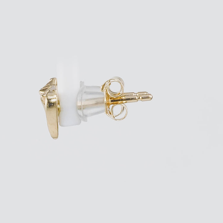 0.05 Cts White Diamond WHELK SHELL Earring in 14K Yellow Gold