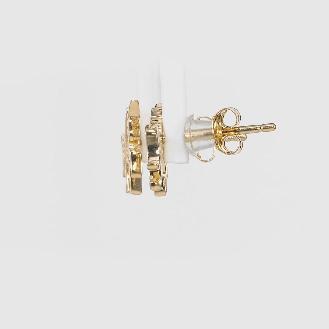 0.15 Cts White Diamond Earring in 14K Yellow Gold