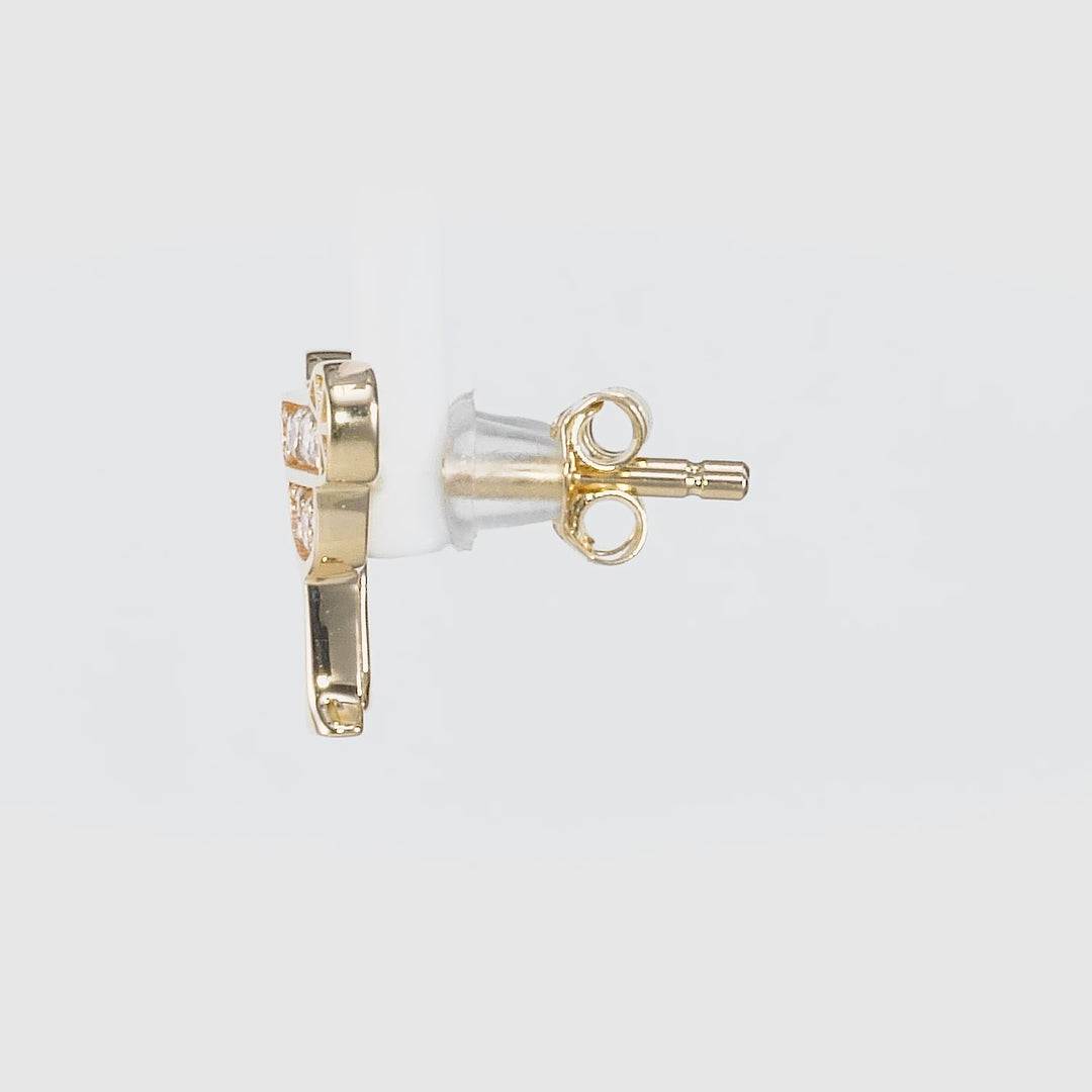 0.16 Cts White Diamond Earring in 14K Yellow Gold