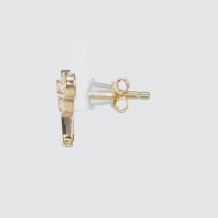 0.16 Cts White Diamond Earring in 14K Yellow Gold