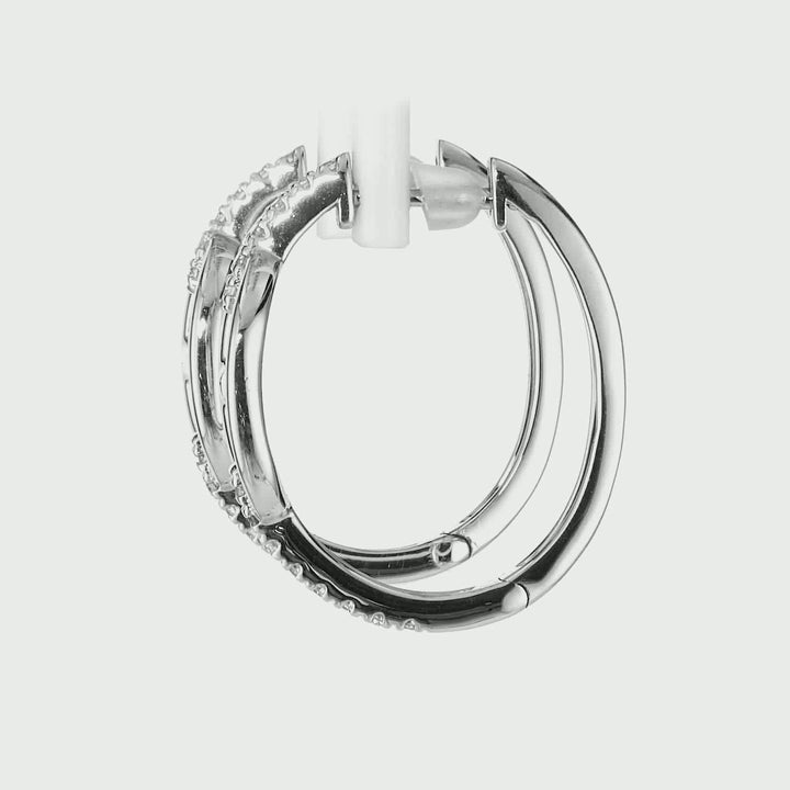 0.21 Cts White Diamond Hoop Earring in 14K White Gold