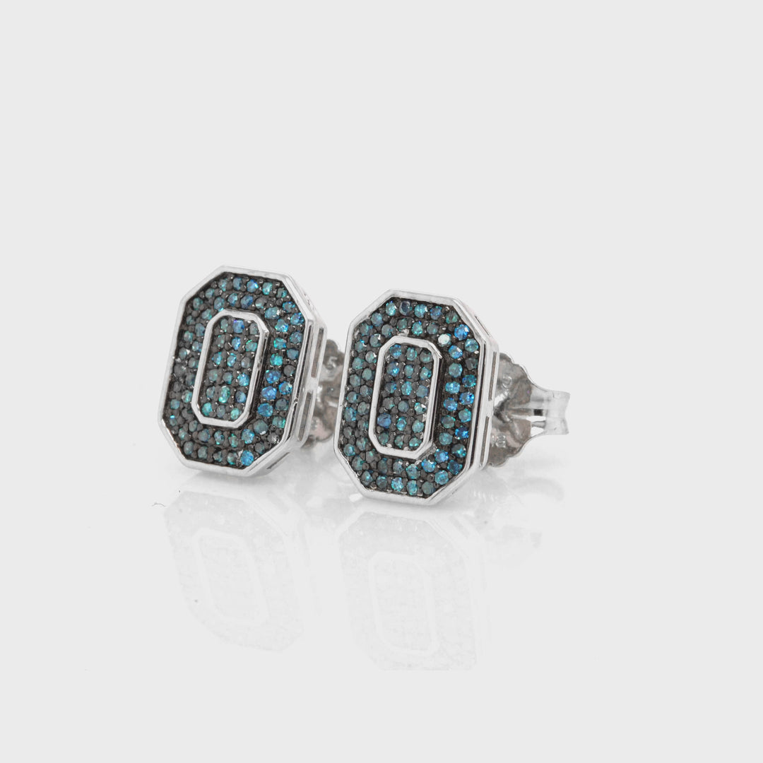 0.44 Cts Blue Diamond Earring in 925 Two Tone