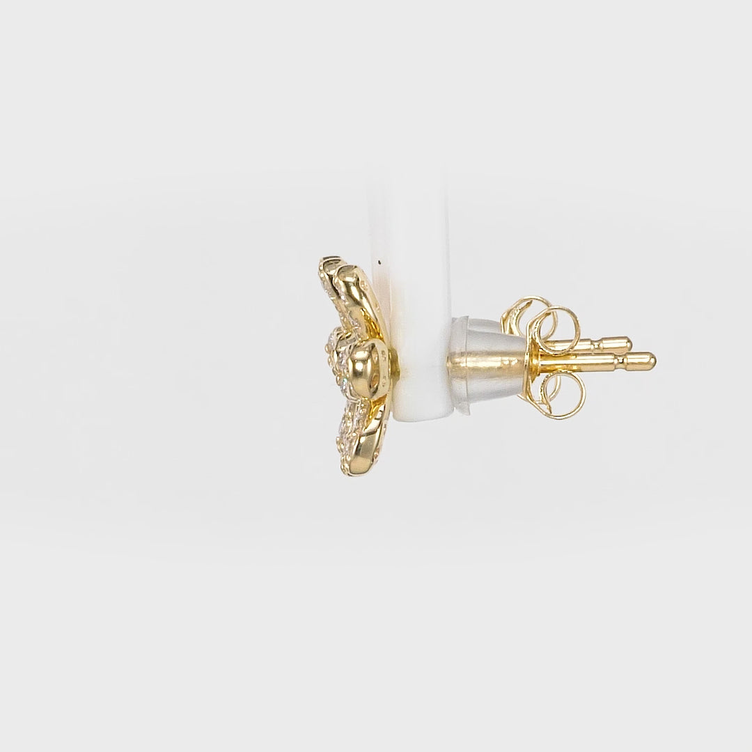0.27 Cts White Diamond FLOWER Earring in 14K Yellow Gold