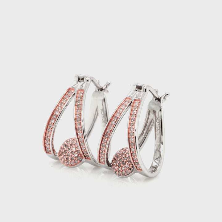 0.46 Cts Pink Diamond Earring in 925 Two Tone