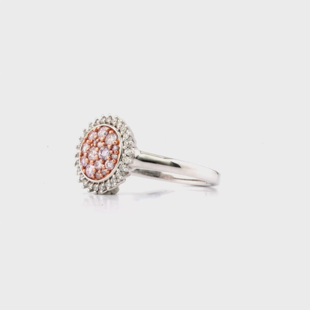 0.43 Cts Pink Diamond and White Diamond Ring in 14K Two Tone
