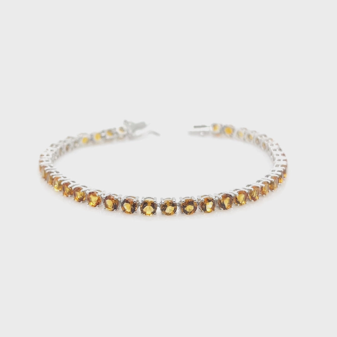 9.92 Cts Citrine Tennis Bracelet in 925 Sterling Silver