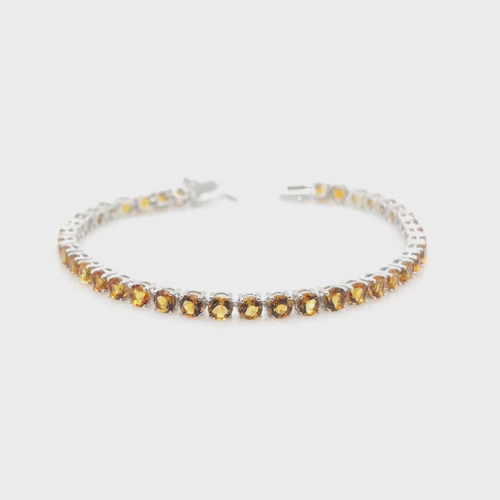 9.92 Cts Citrine Tennis Bracelet in 925 Sterling Silver