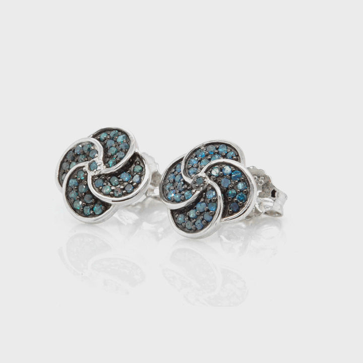 0.58 Cts Blue Diamond Earring in 925 Two Tone