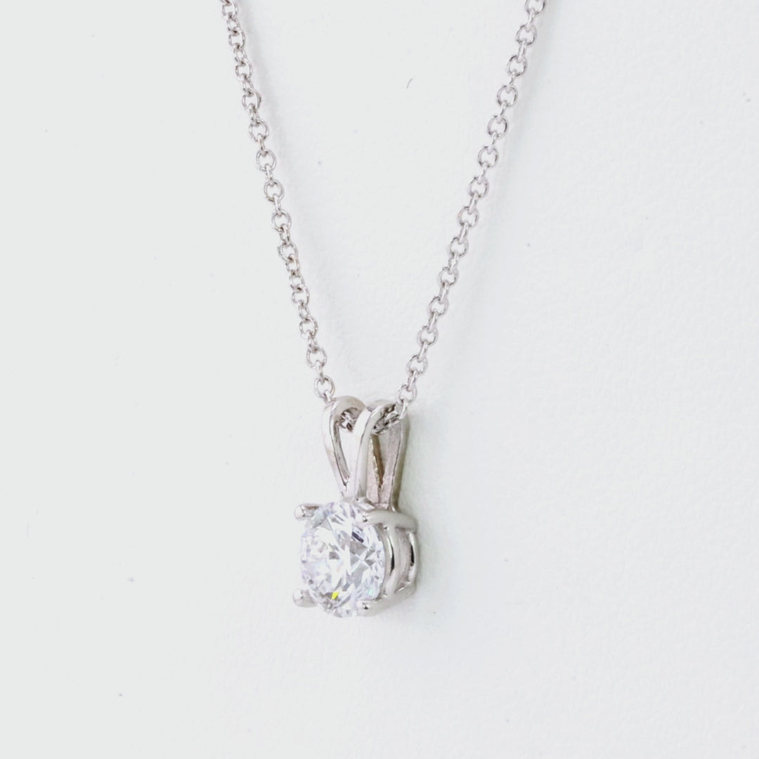 Round Lab Grown Diamond Solitaire Pendant in 14K White Gold