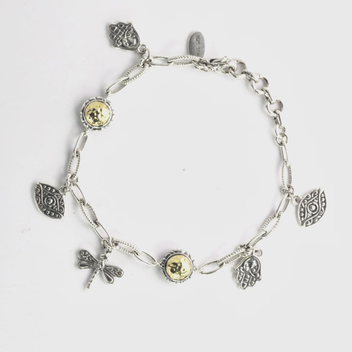 2.00 Cts  Charm Bracelet in Two Tone 925 Silver